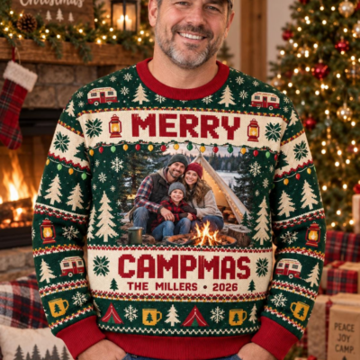 Family Camper Adventure Portrait Custom Ugly Christmas Swea