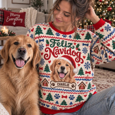 Pet Feliz Navidog Puppy Custom Ugly Christmas Sweater