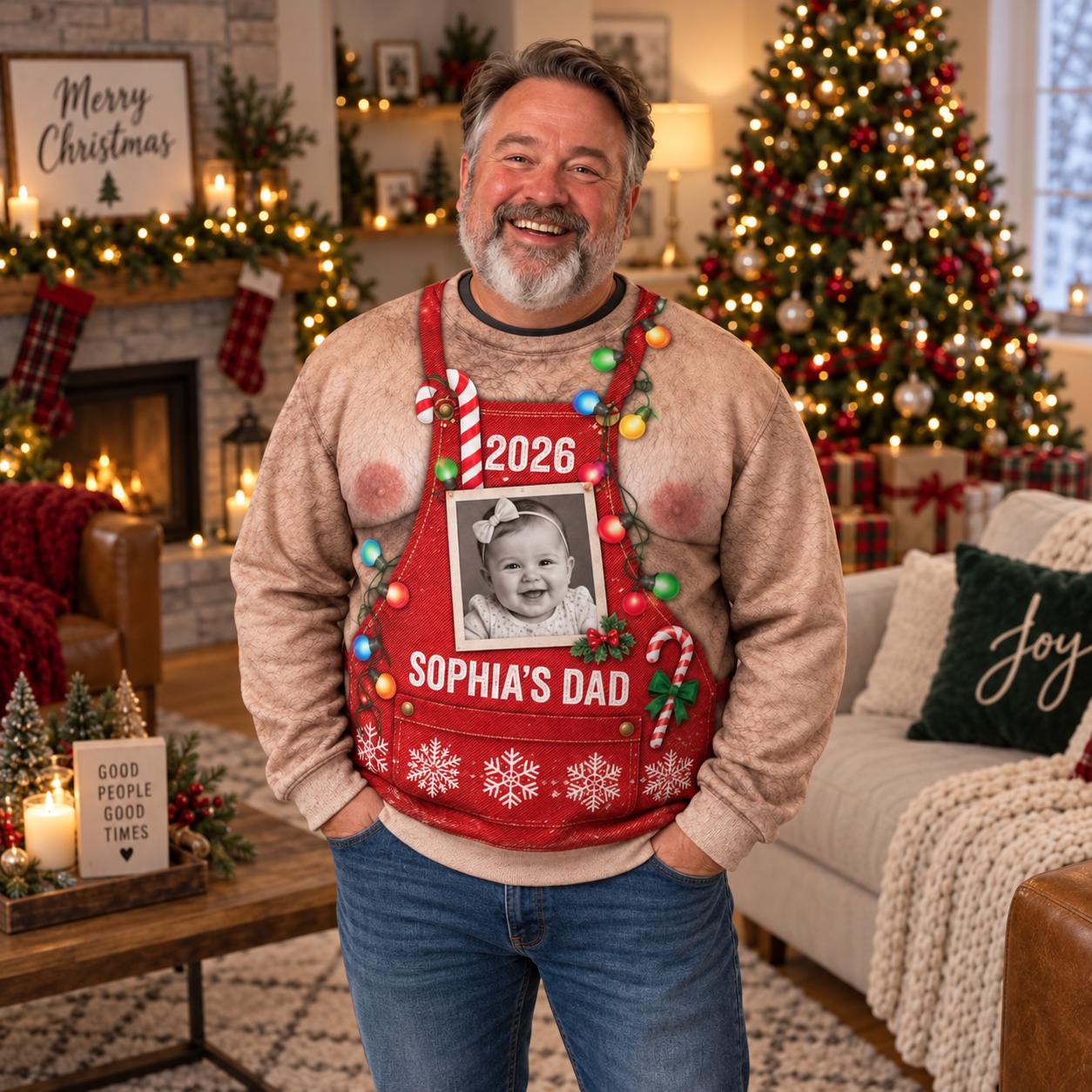 Funny Hairy Denim Chest Custom Ugly Christmas Sweater