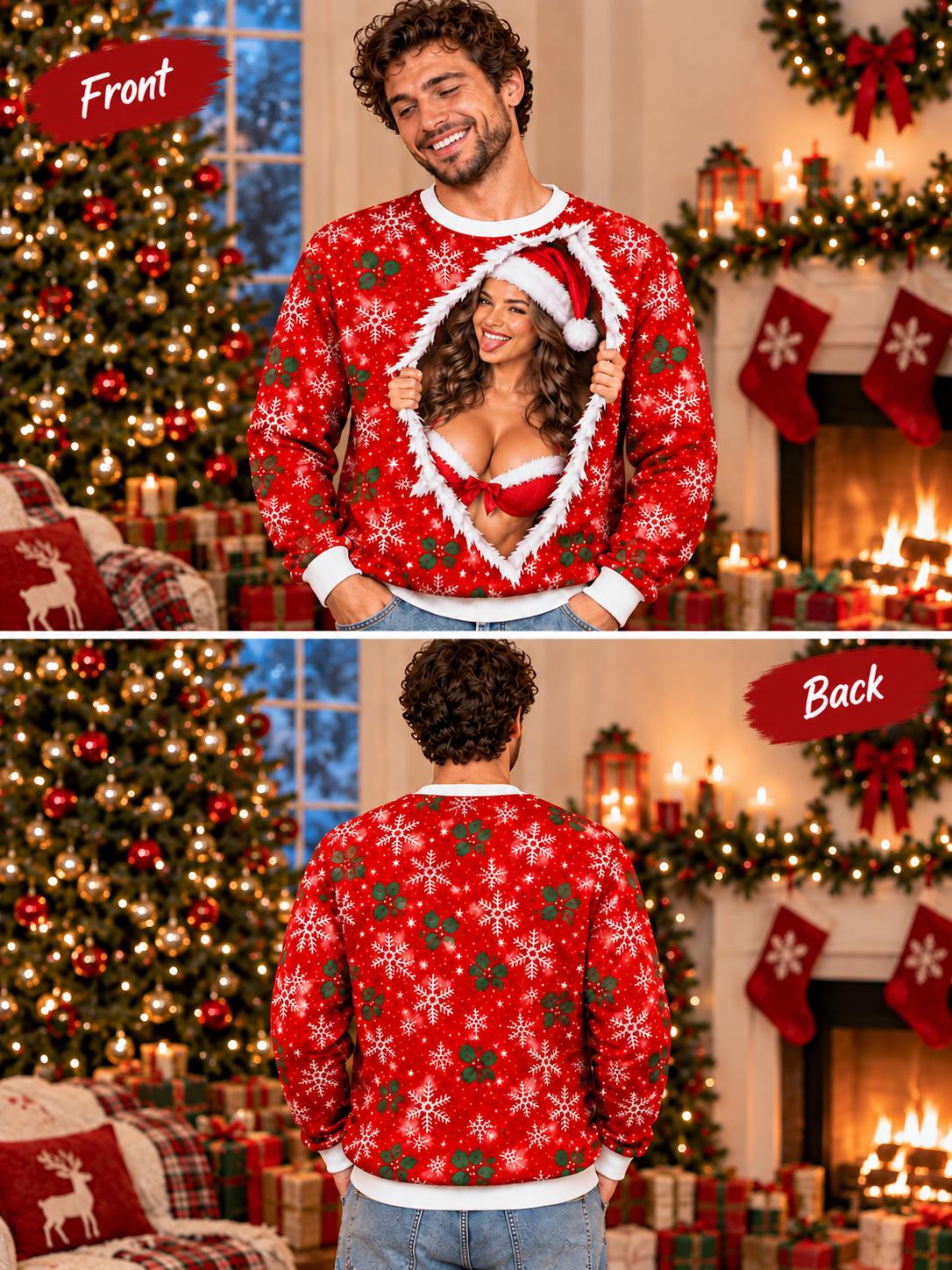 Funny Cutout Face Portrait Custom Ugly Christmas Sweater - Image 3