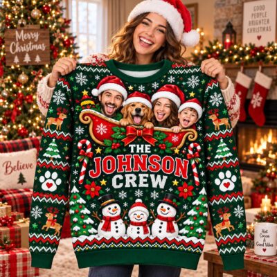 Pet   Family Portrait Animals Custom  Ugly Christmas Sweater
