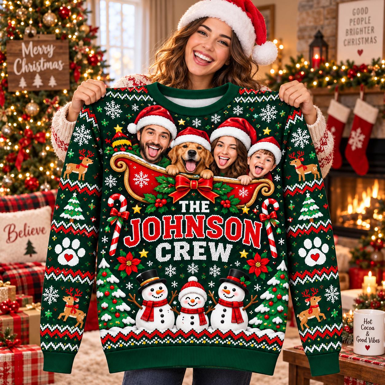 Pet Family Portrait Animals Custom Ugly Christmas Sweater