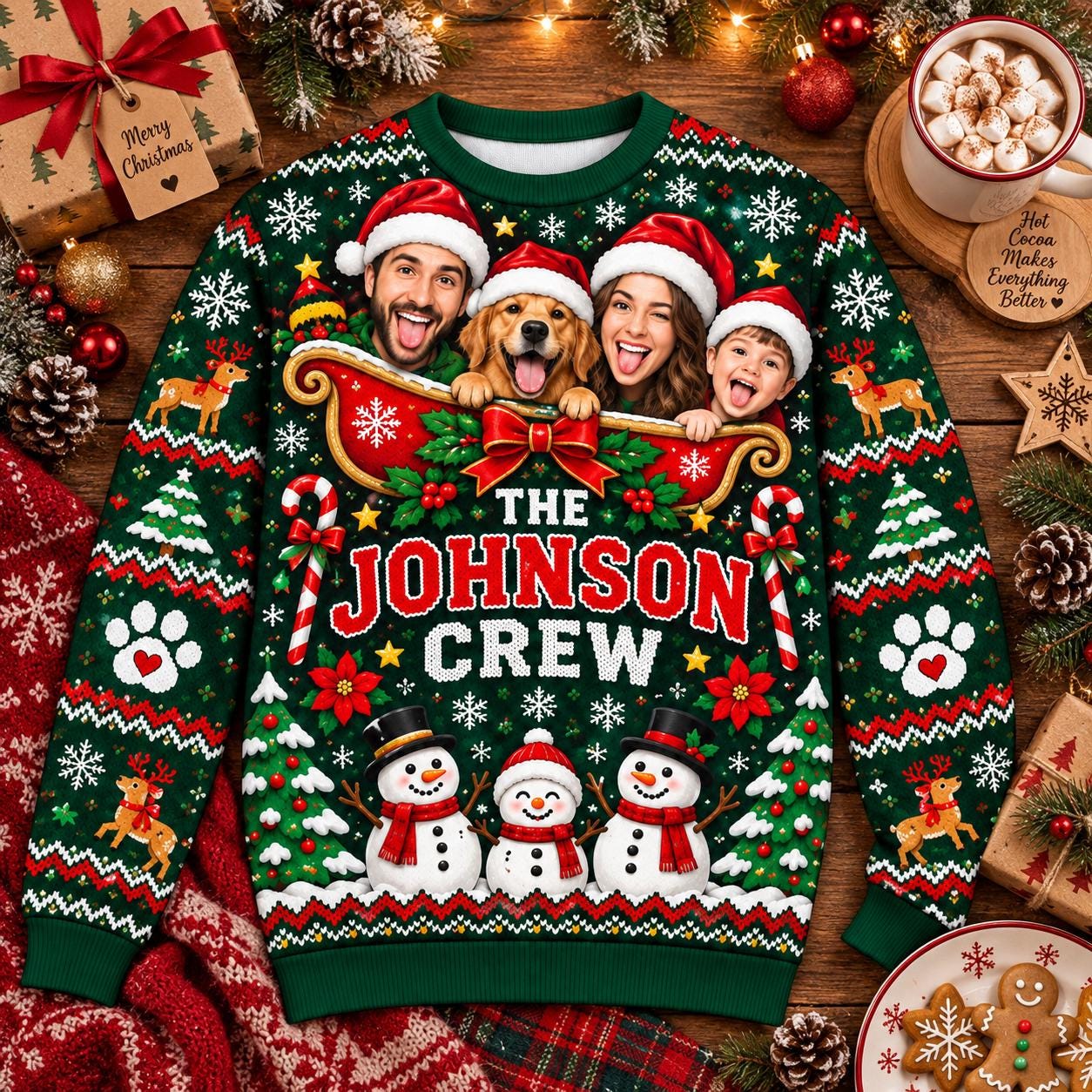 Pet Family Portrait Animals Custom Ugly Christmas Sweater - Image 2