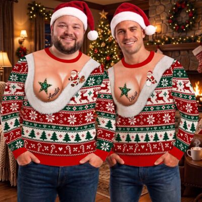 Funny Santa Torso Joke Custom Ugly Christmas Sweater