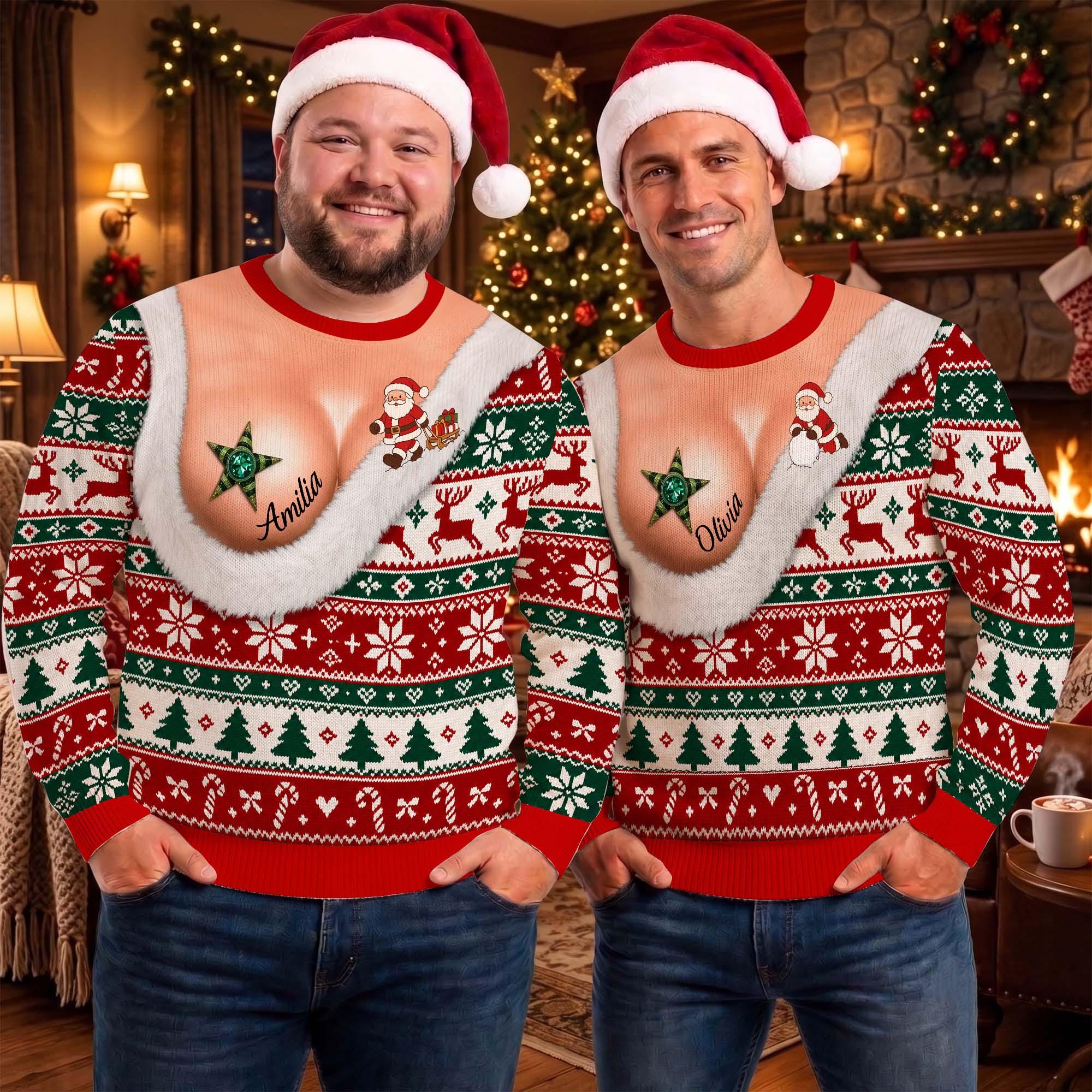 Funny Santa Torso Joke Custom Ugly Christmas Sweater