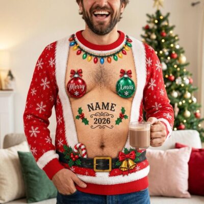 Funny Santa Body Costume Custom Ugly Christmas Sweater