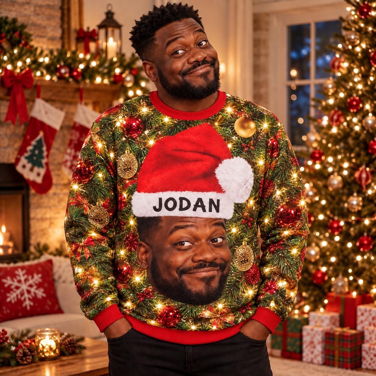 Funny Graphic Name Portrait Custom Ugly Christmas Sweater