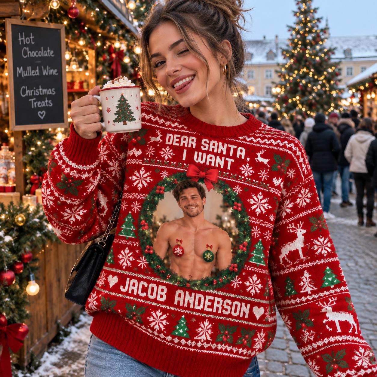 Funny Fair Isle Portrait Custom Ugly Christmas Sweater - Image 2