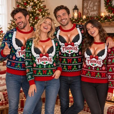 Funny Bare Chest Gag Custom Ugly Christmas Sweater
