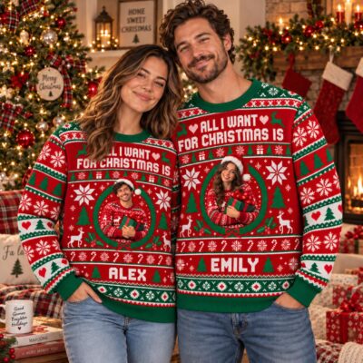 Couples Christmas Wish Party Custom Ugly Christmas Sweater