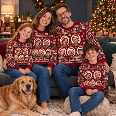 Family   Adults Kids Matching Custom  Ugly Christmas Sweater