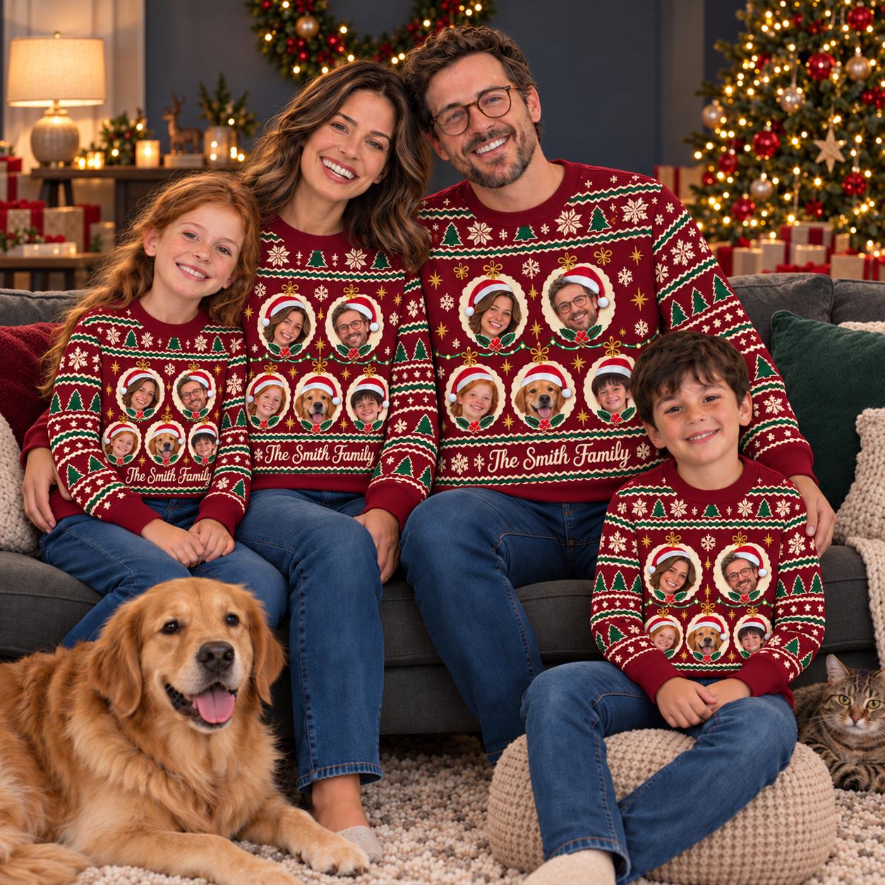 Family Adults Kids Matching Custom Ugly Christmas Sweater