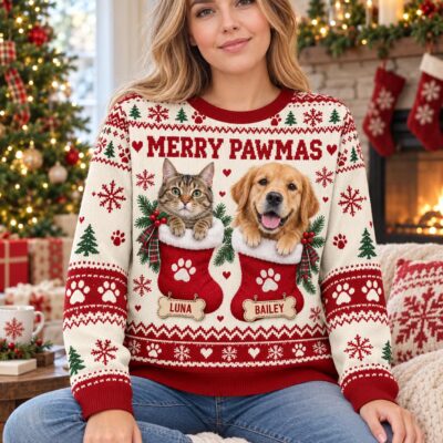 Pet   Dog Cat Festive Custom  Ugly Christmas Sweater