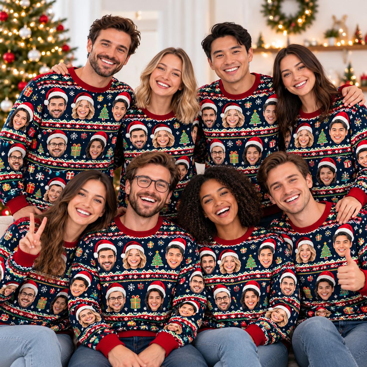 Team Friends Group Portrait Custom Ugly Christmas Sweater
