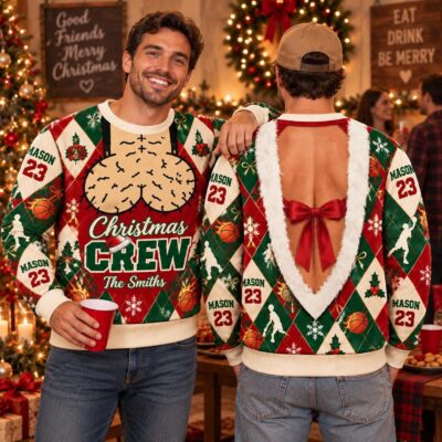 Funny Basketball Crew Holiday Custom Ugly Christmas Sweater